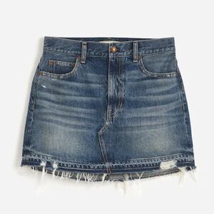 Madewell Postage-Stamp Croswell Wash Rigid Distressed Denim Jean Mini Skirt S 26